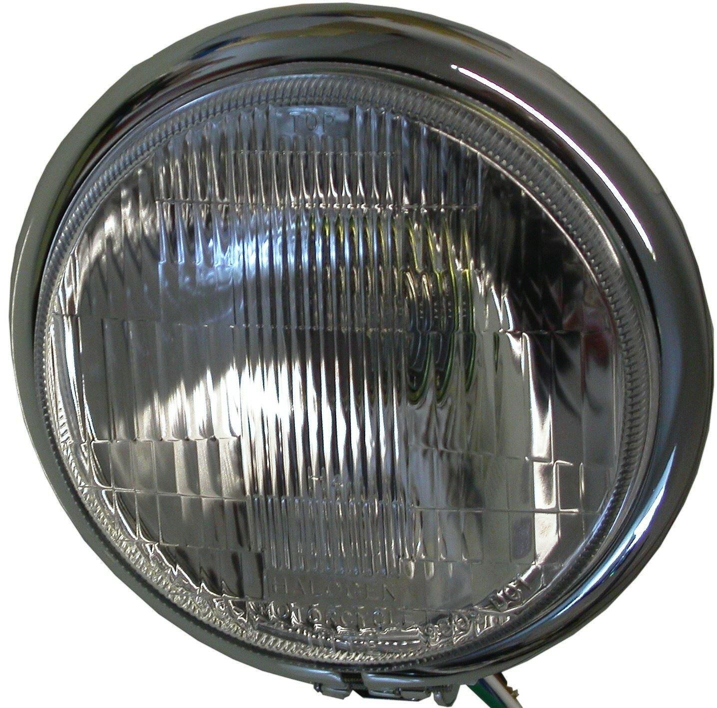 Headlight Complete Bottom Mount Chrome Bates 5.75"