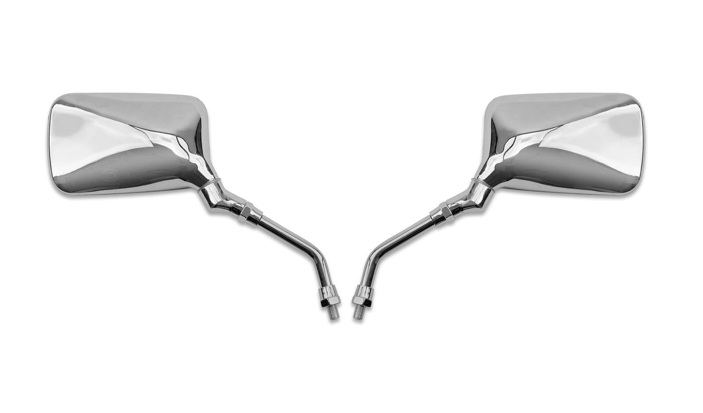Mirrors Left & Right 10mm Chrome Rectangle Yamaha Thread