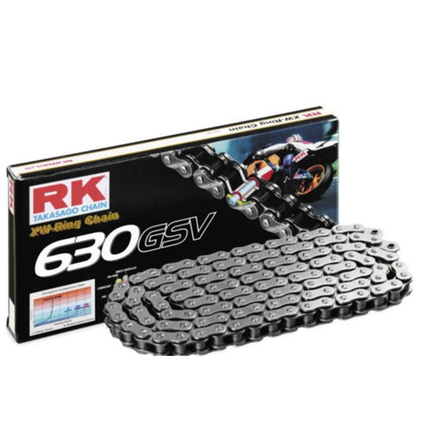 RK Chain Heavy Duty Classic Motorcycle XW-Ring Silver GSV 630-130L (48.0KN)