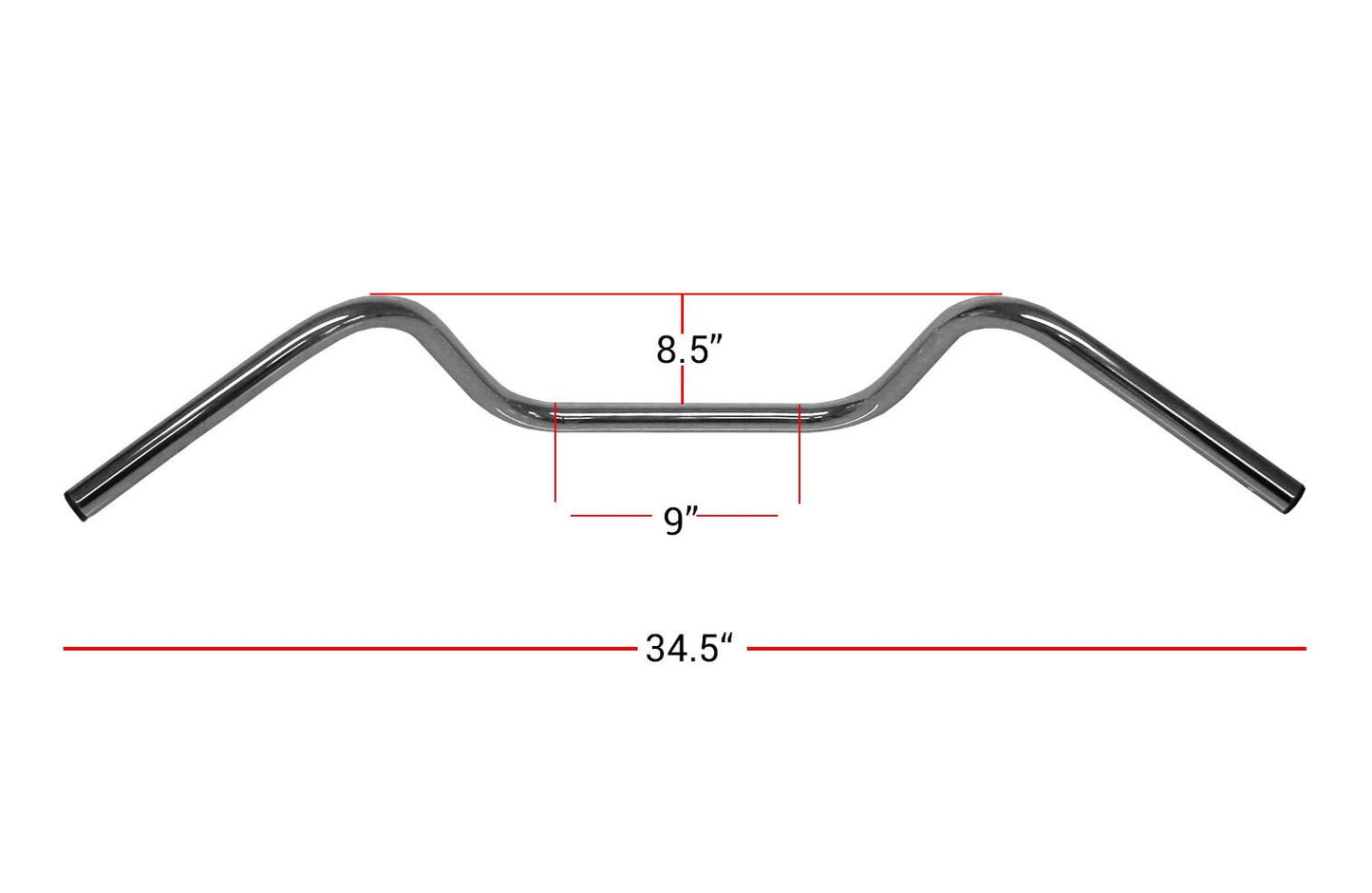 Handlebar 1'' Chrome Western 8'' Rise Without Dimples