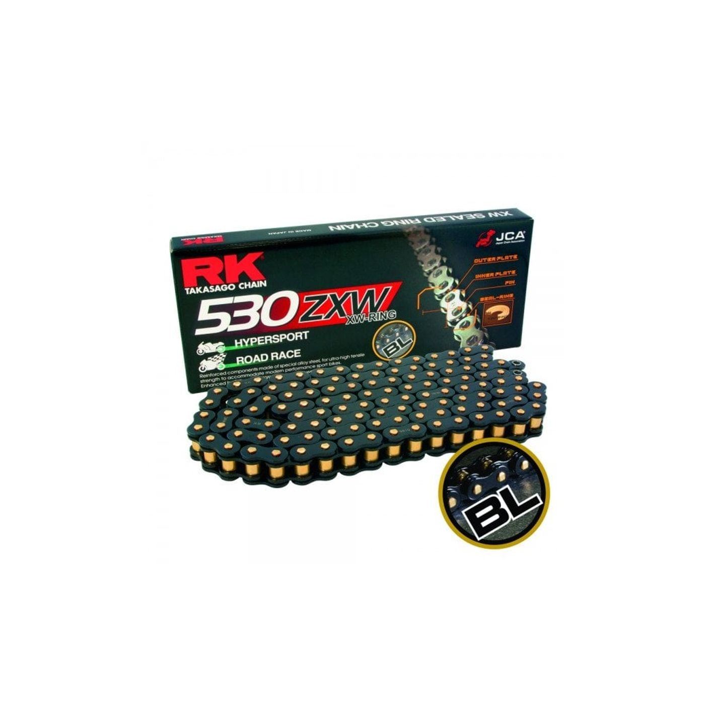 RK Chain Super Heavy Duty XW-Ring Black/Gold ZXW 530-122L (49.8KN)