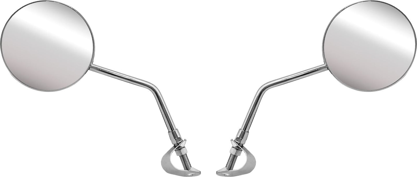 Mirrors Clamp-on Chrome Roun d Left & Right Early Yamaha