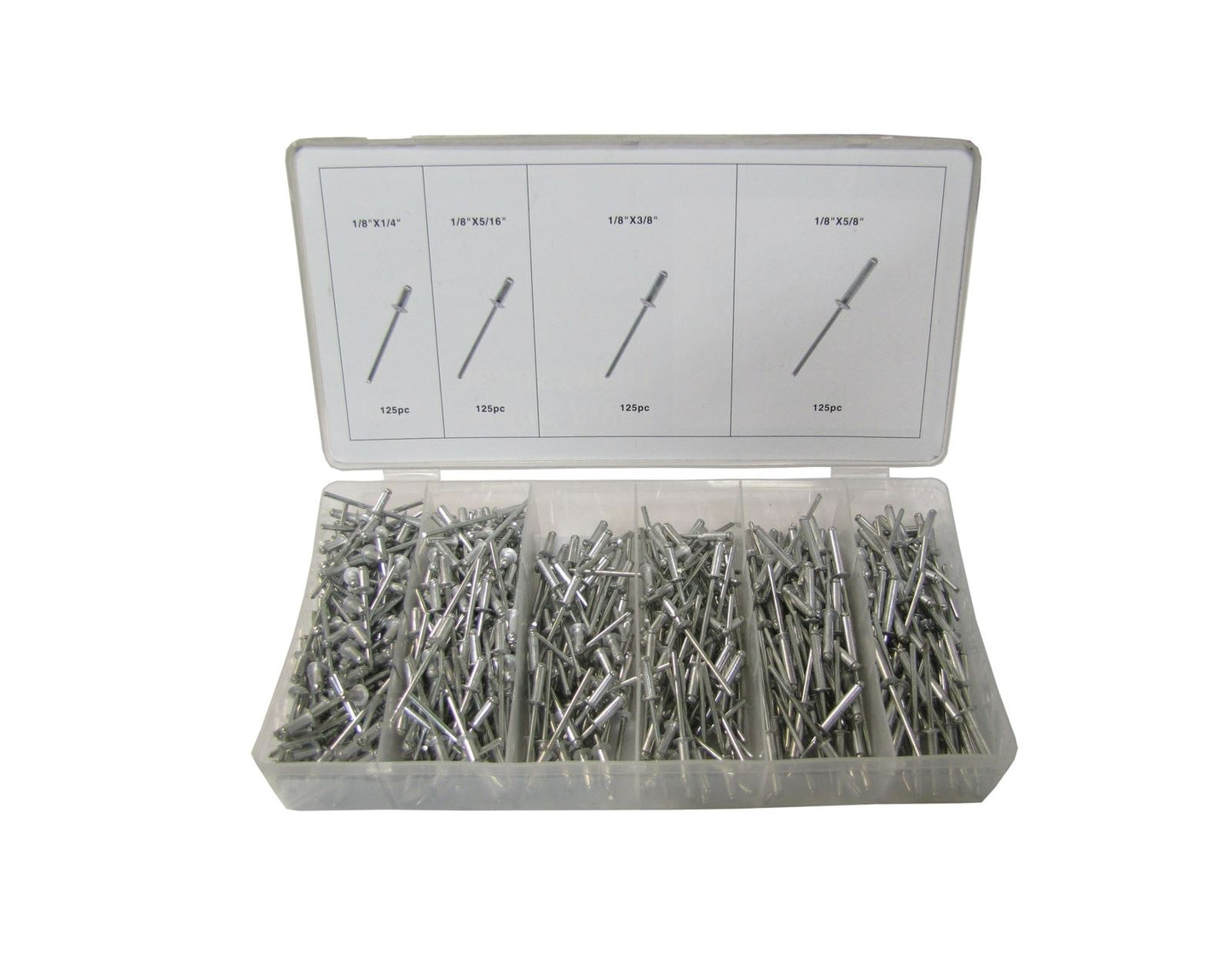 blind Rivets Pop Kit dome 500pc 1/8 1/4 5/16 3/8 5/8