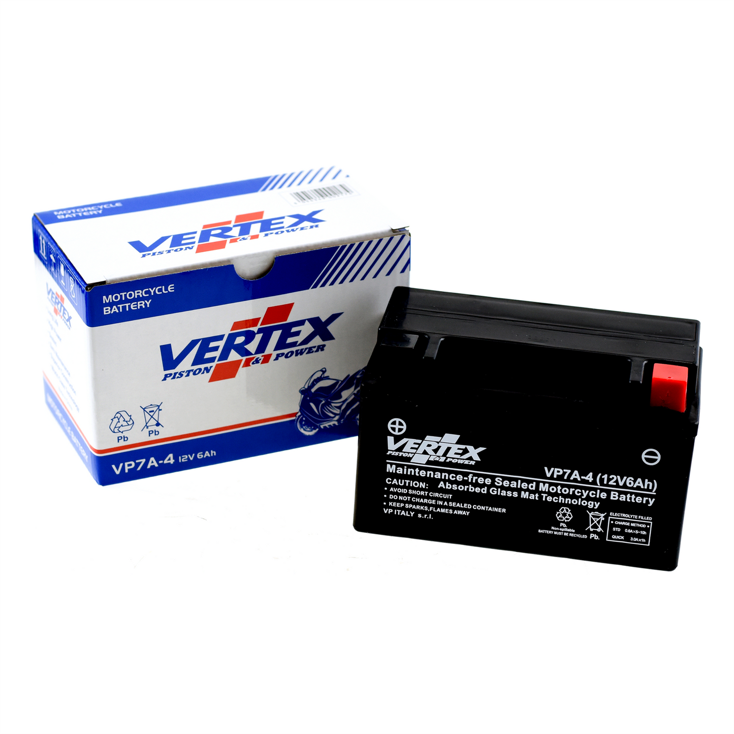 Vertex VP7A-4 Battery replaces CTX7A-BS (L:151 mm x W:87 mm x H:94 mm)