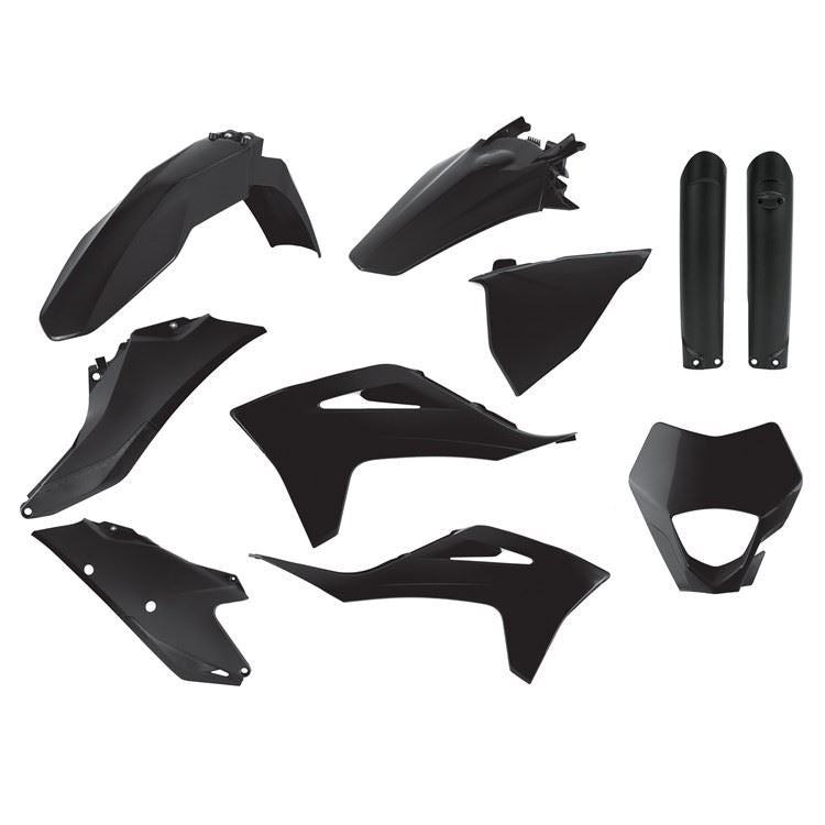 POLISPORT PLASTIC KIT + FORK GUARDS GAS GAS EC250-300, EC250F-350F 21-23, BLACK