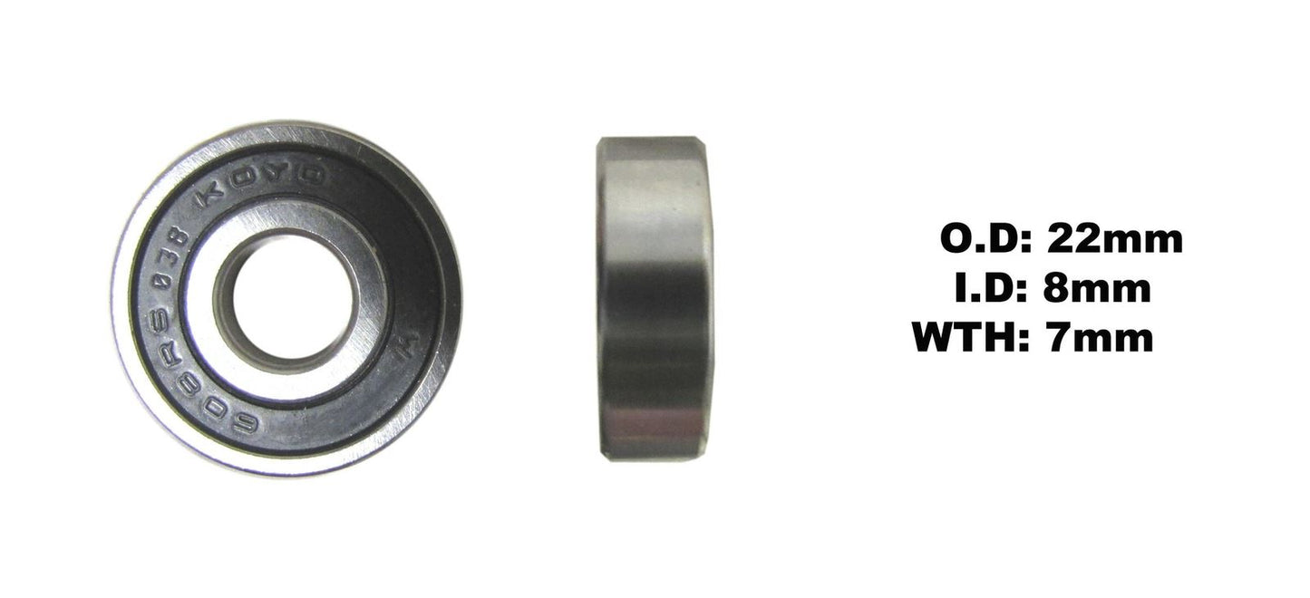 Koyo Bearing 608-2RS-C3 (ID:8mm x OD:22mm x W:7mm)