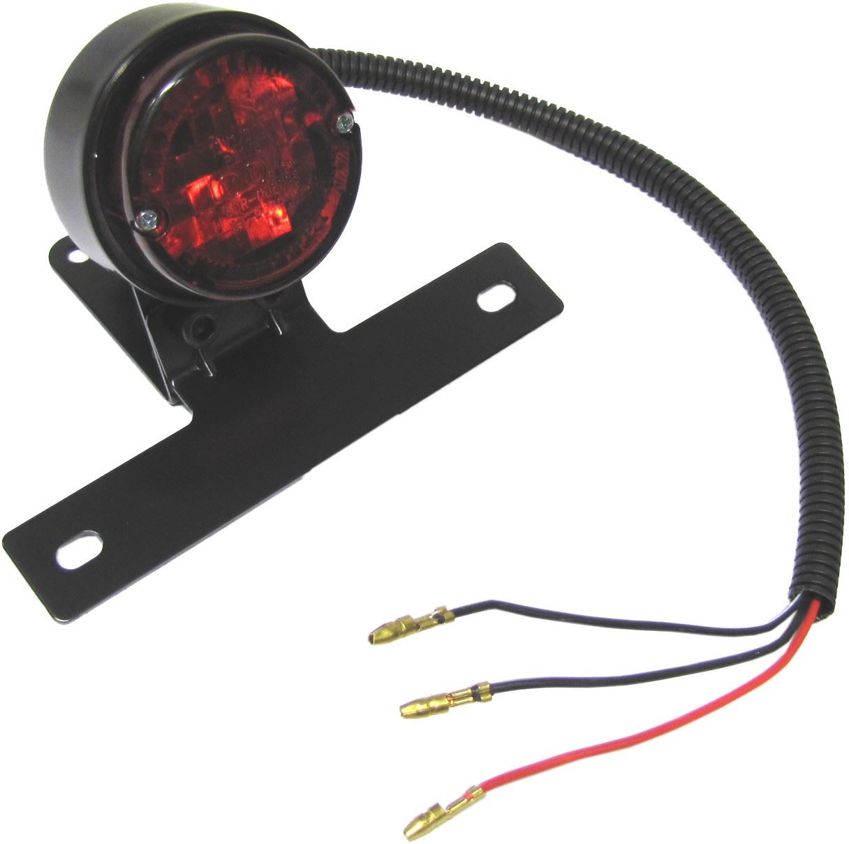 Complete Taillight Round OD 61mm with Bracket Black