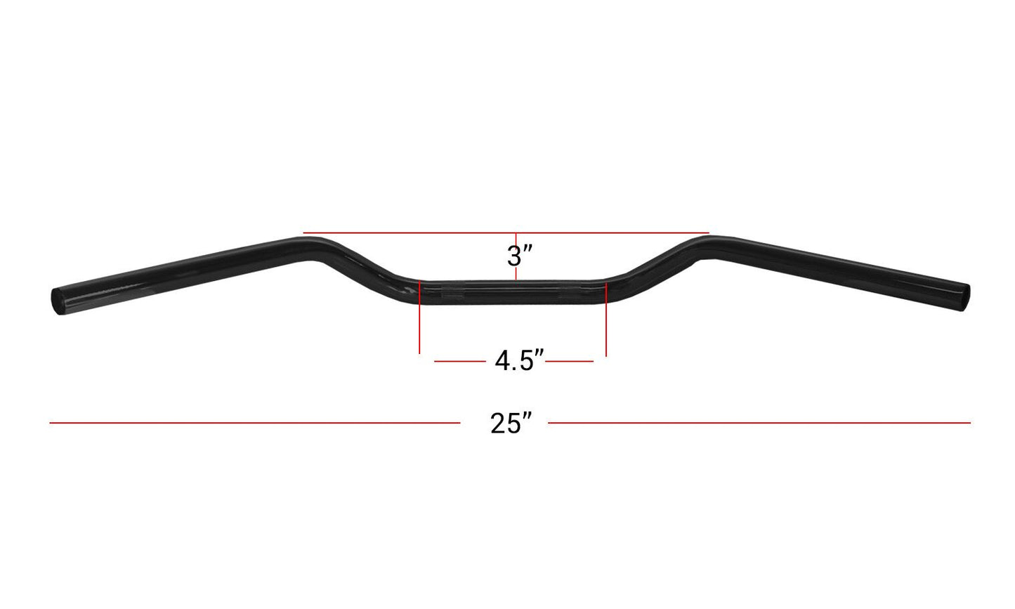 Handlebar 7/8'' Black 2'' Rise Honda CB500 25'' Long & 5'' Centre