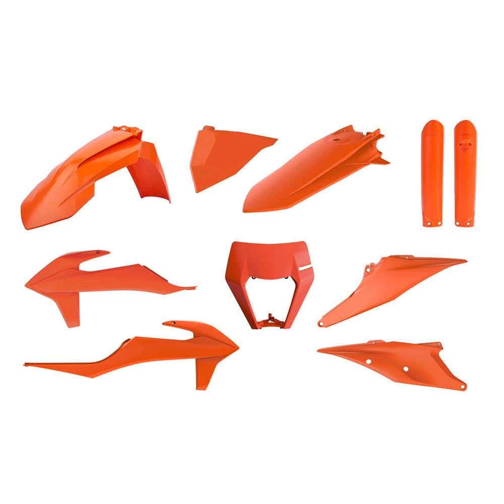 POLISPORT PLASTIC KIT + FORK GUARDS/MASK KTM EXC/EXC-F 2020-2023, ORANGE