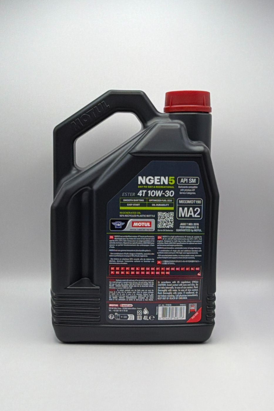 Motul NGEN 5 10w30 4T Next Generation Sustainable Ester Base Synthetic Blend (Upto 75% High Grade Regenerated Oils) API SP, JASO MA2 (2023)