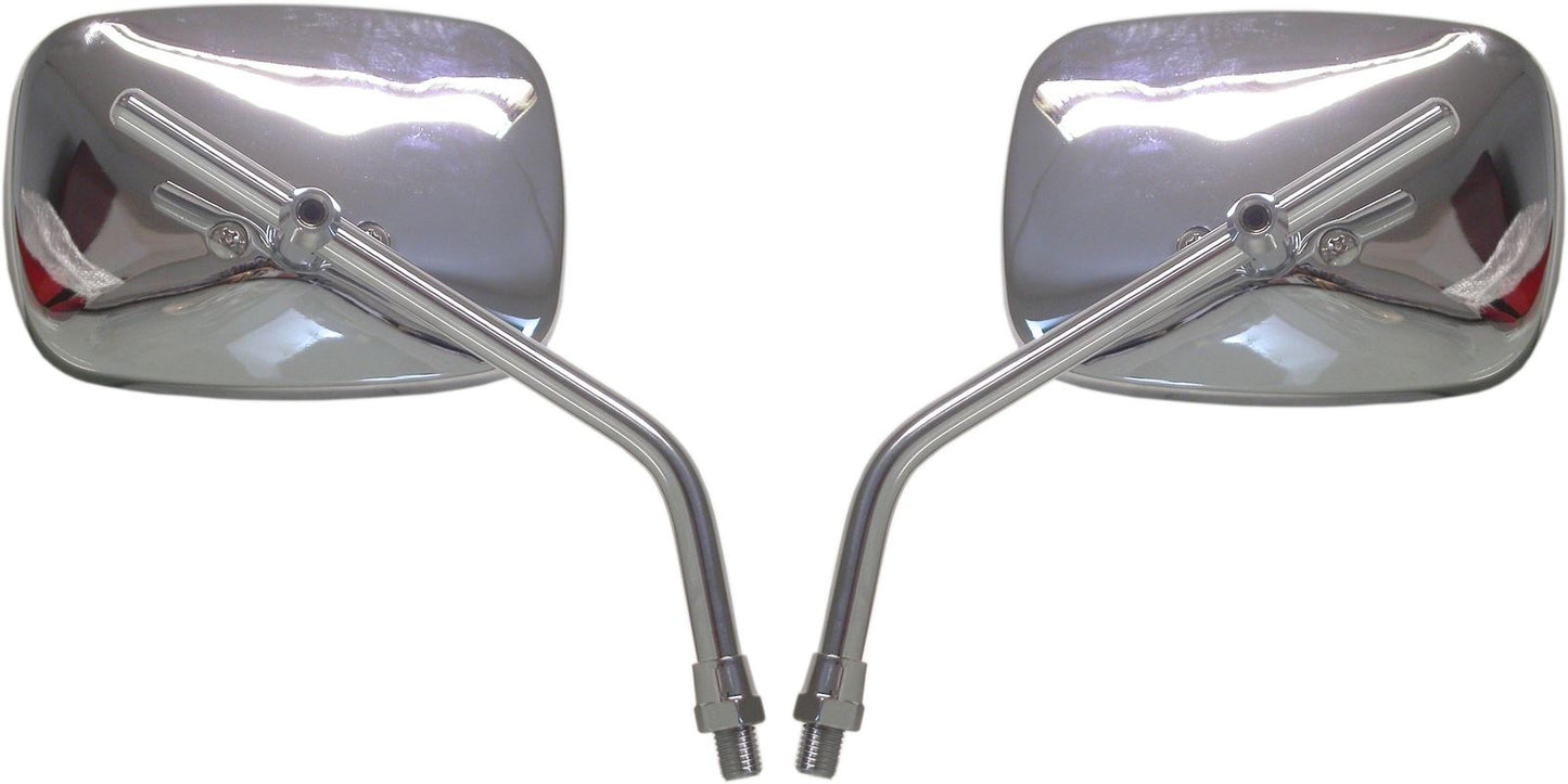 Mirrors 10mm Chrome Rectangle Left & Right Harley Style