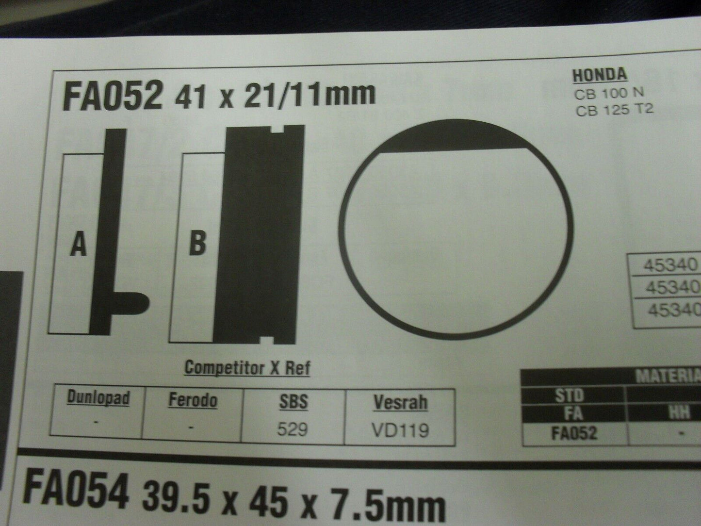 EBC FA 52 Motorcycle Brake Pads Limited Stock!!