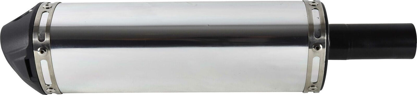 Exhaust Universal Triangular Silver 38mm Inlet Baffled includes Bracke