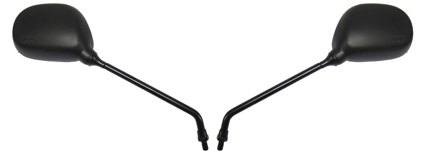 Mirrors 8mm Black Rectangle Left & Right Long Stem E-Marked