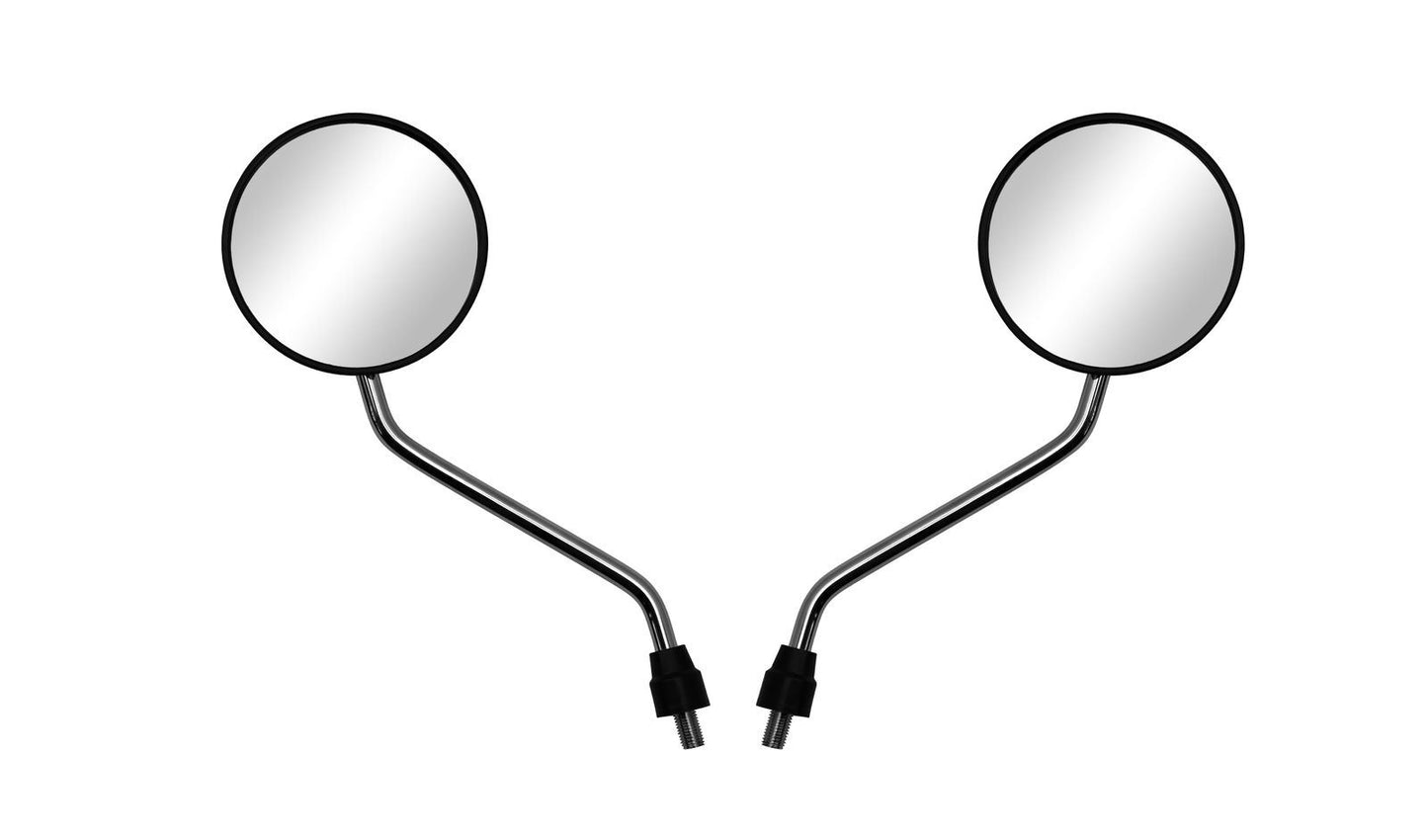 Mirrors Left & Right 10mm Black/Chrome Round With Chrome Stem