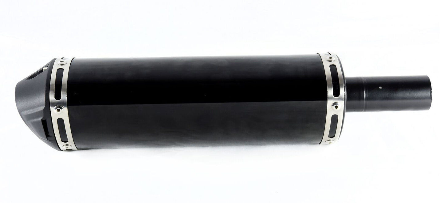 Exhaust Universal Triangular Black 38mm Inlet Baffled includes Bracket