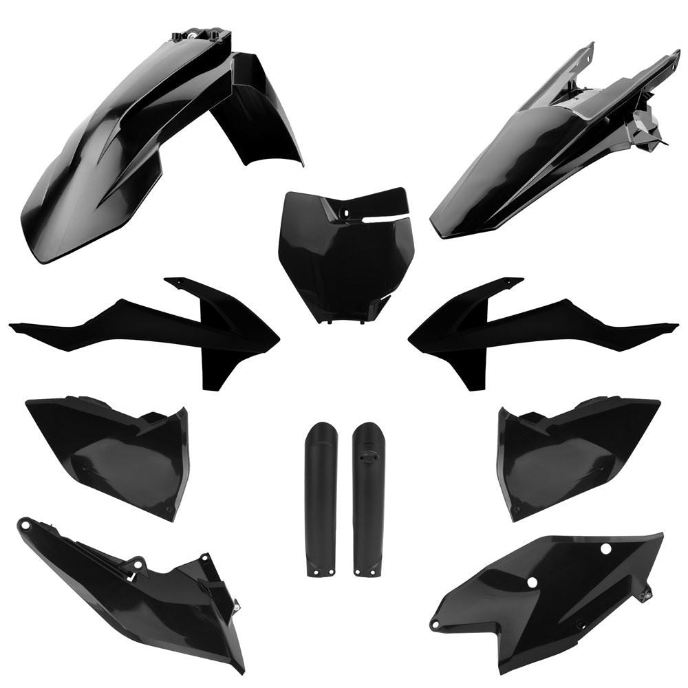 POLISPORT PLASTIC KIT + FORK GUARDS/MASK KTM EXC/EXC-F 2017-2019, BLACK