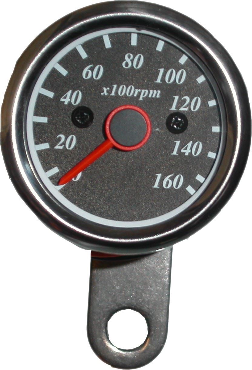Tacho 48mm 1:4 Black face with Stainless Body