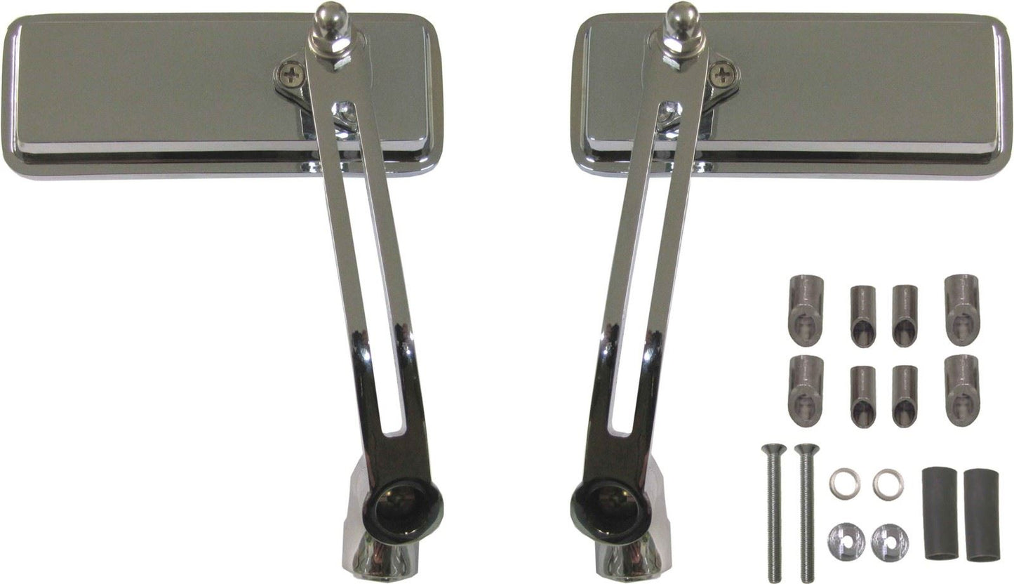 Mirror Bar End Chrome Rectangle 130mm x 50mm (Pair)