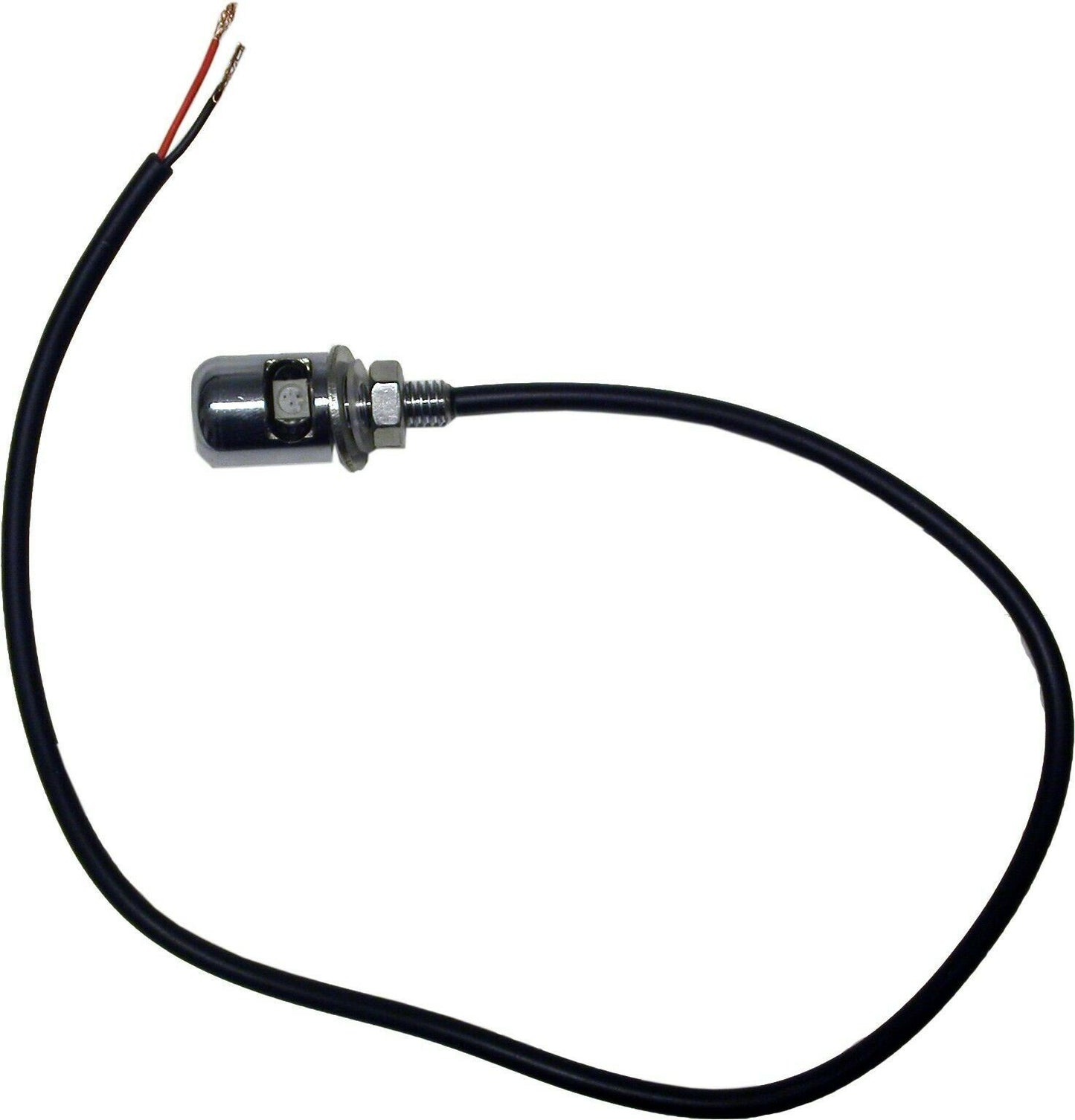 Complete Indicator LED White Chrome Bullet Style with Stem 14mm x 18mm