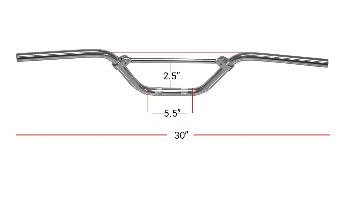 Handlebar 7/8'' Aluminium Silver 5'' Rise With Brace for Pit Bikes 31'' Long