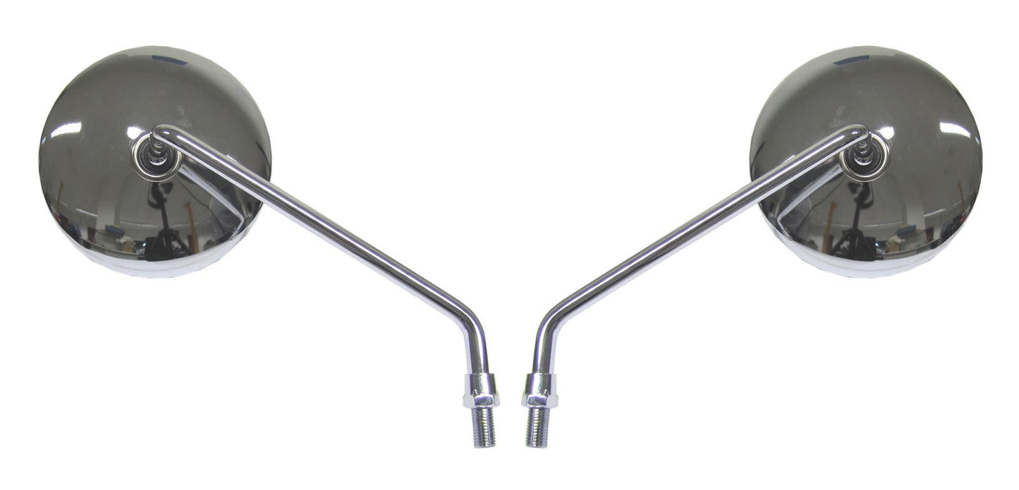 Mirrors 10mm Chrome Round Left & Right Early Yamaha Style (Pair)