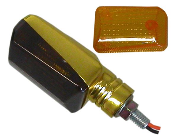 Complete Indicator Mini Gold Aluminium Short with Amber & Smoked Lens