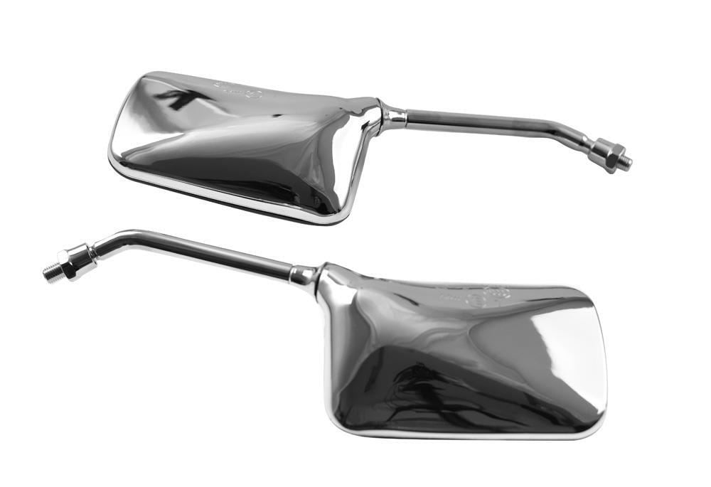 Mirrors 10mm Chrome Rectangle Left & Right Honda Style
