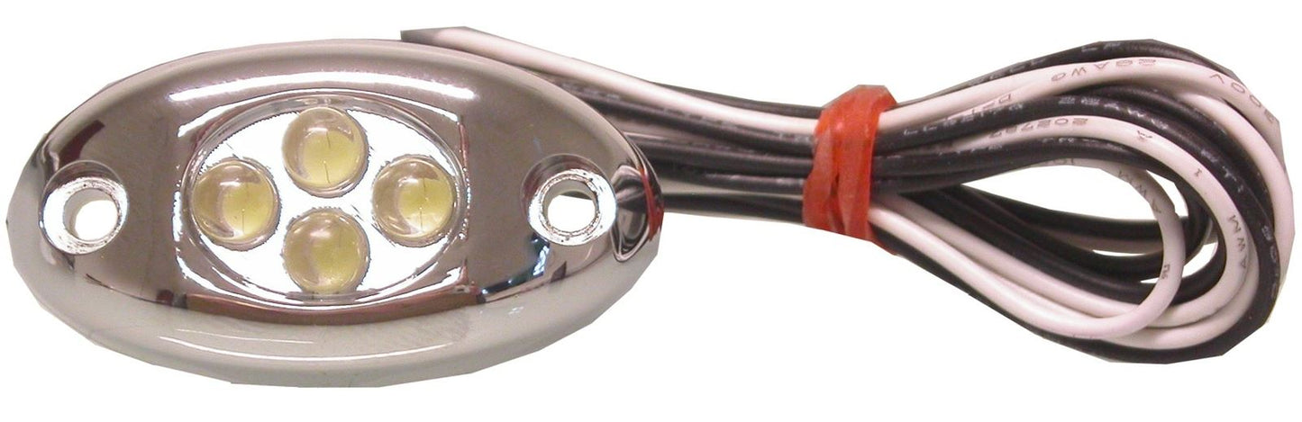 Marker Light Oval Design with 4 White LED Lights(2 screws) (Each)