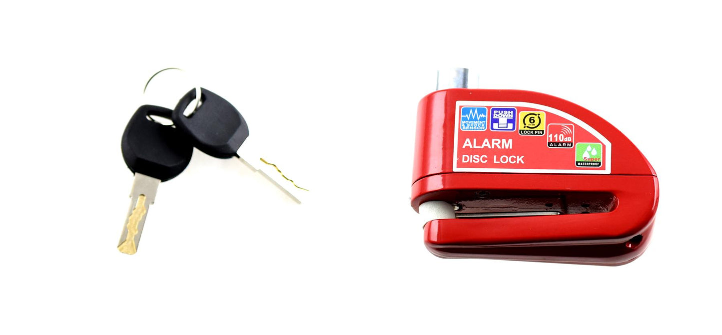Disc Lock with 110db Alarm Red