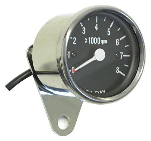 Tacho Rev 60mm Electronic Black face & Chrome Body up to 8000rpm