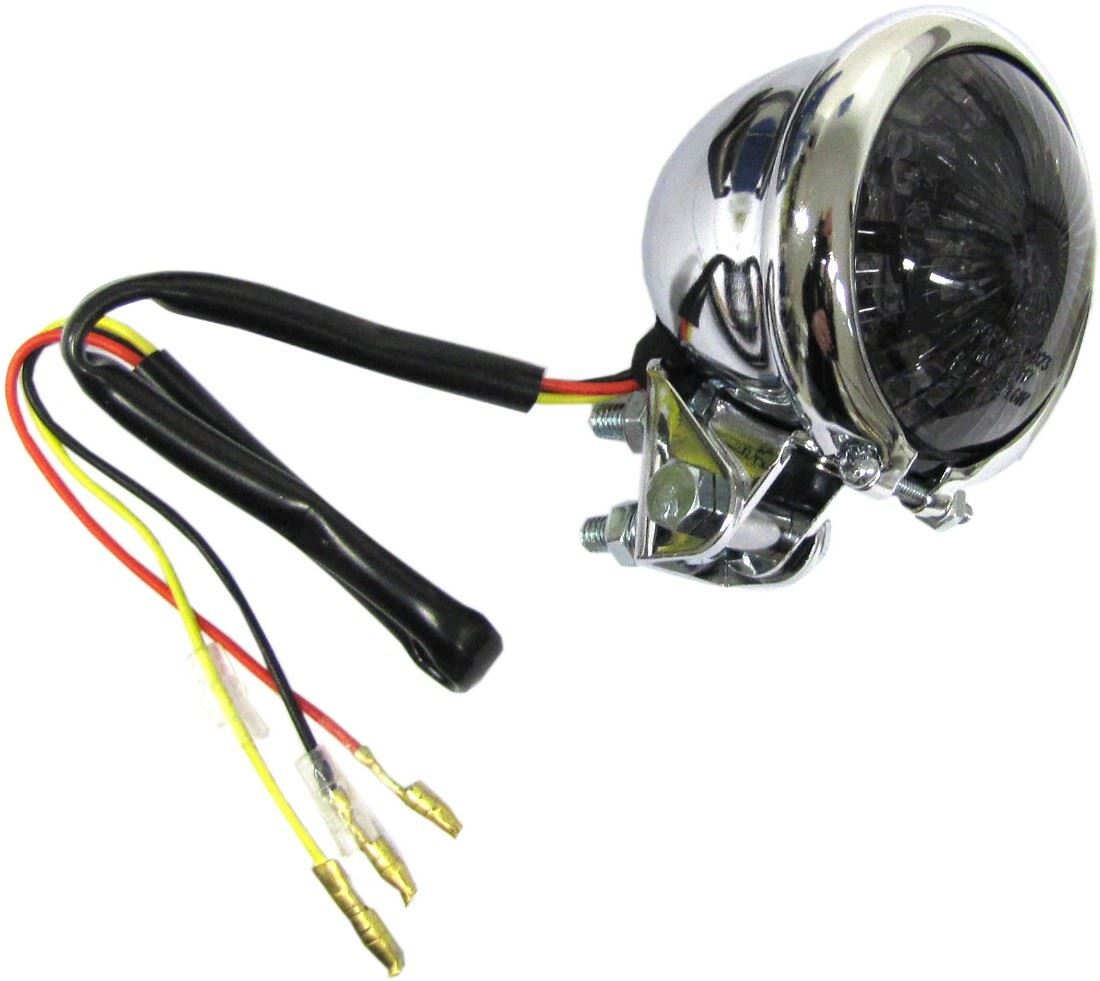 Complete Taillight Mini Bates Style Chrome with LED