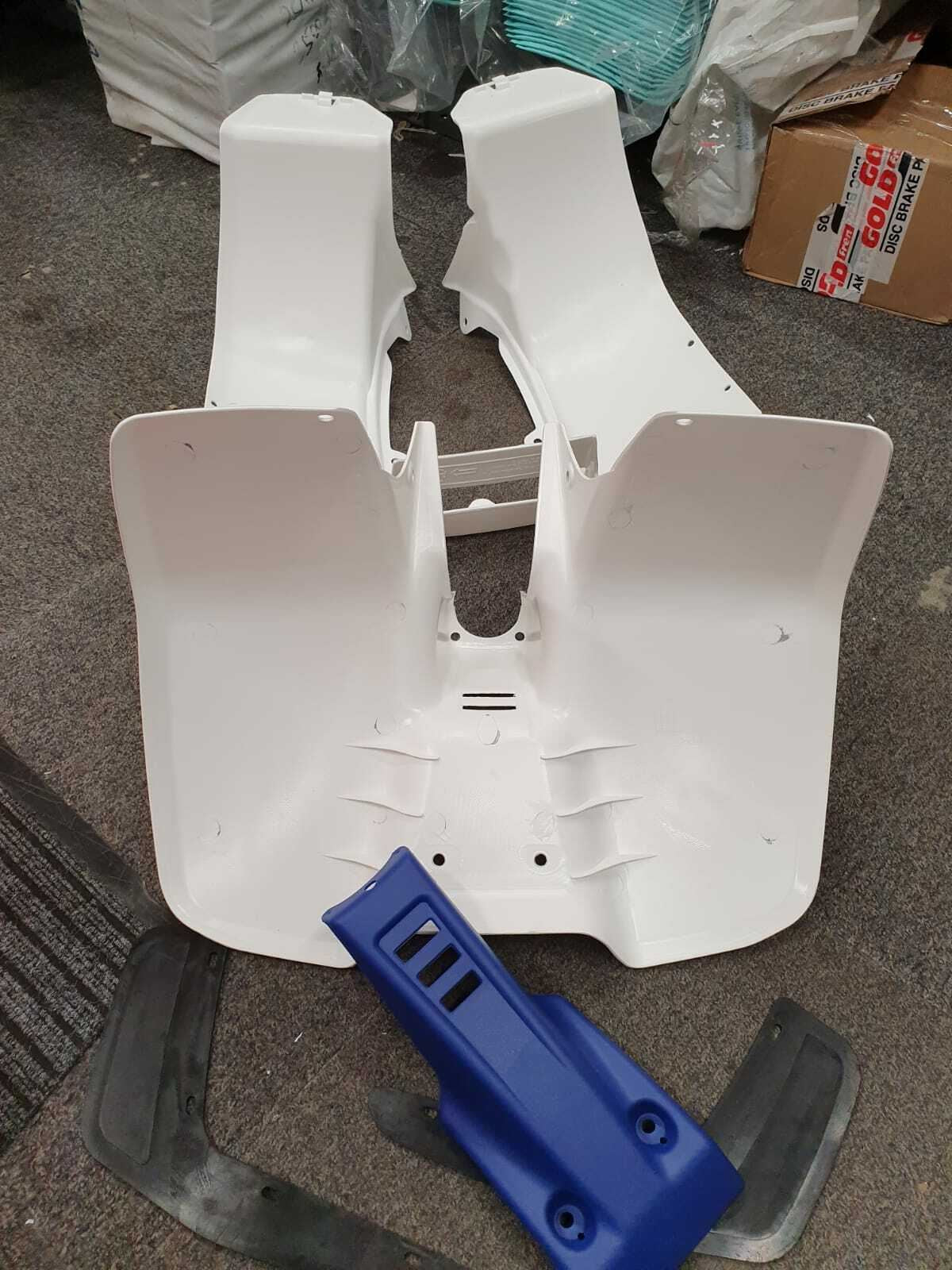 Plastics Set For Suzuki LT50 White Front, Rear Fender, Blue Nose Panels Mudflaps