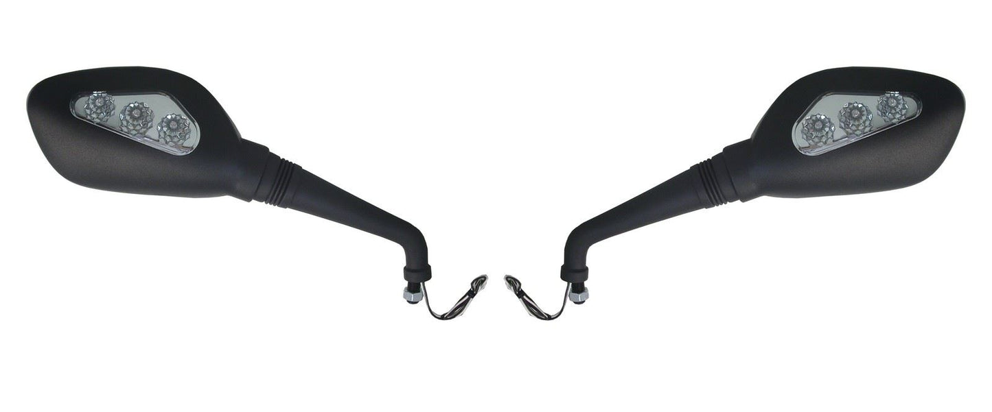 Mirrors 10mm Black Rectangle Left & Right Yamaha inc LED ind (Pair)