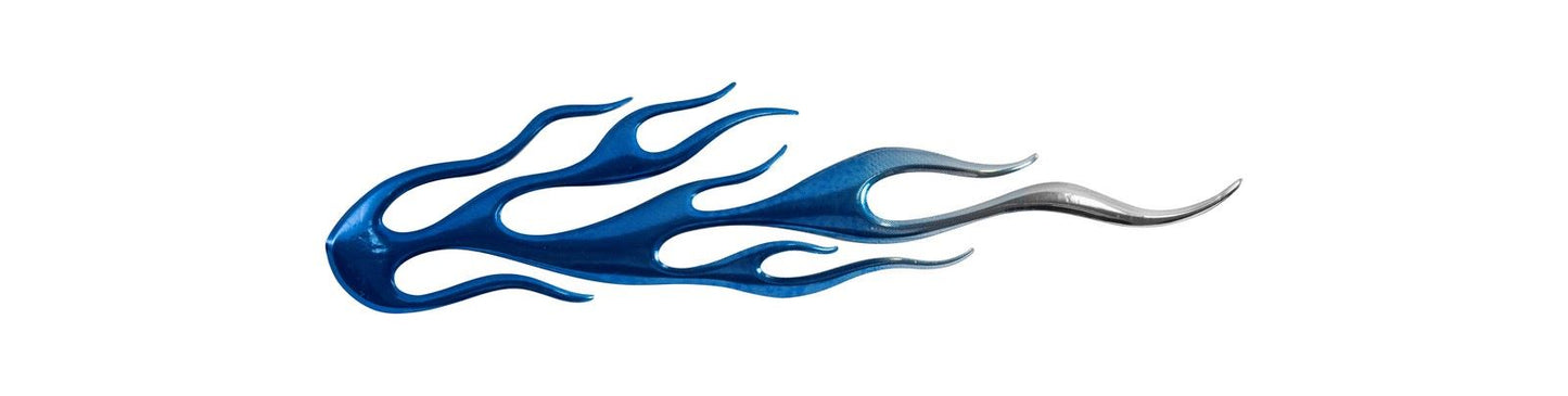 Flame Trim 120mm x 40mm Adhesive Blue to Chrome (Pair)