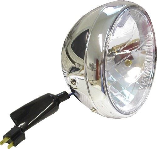 Headlight Round Chrome Complete Universal 7'' Clear Glass