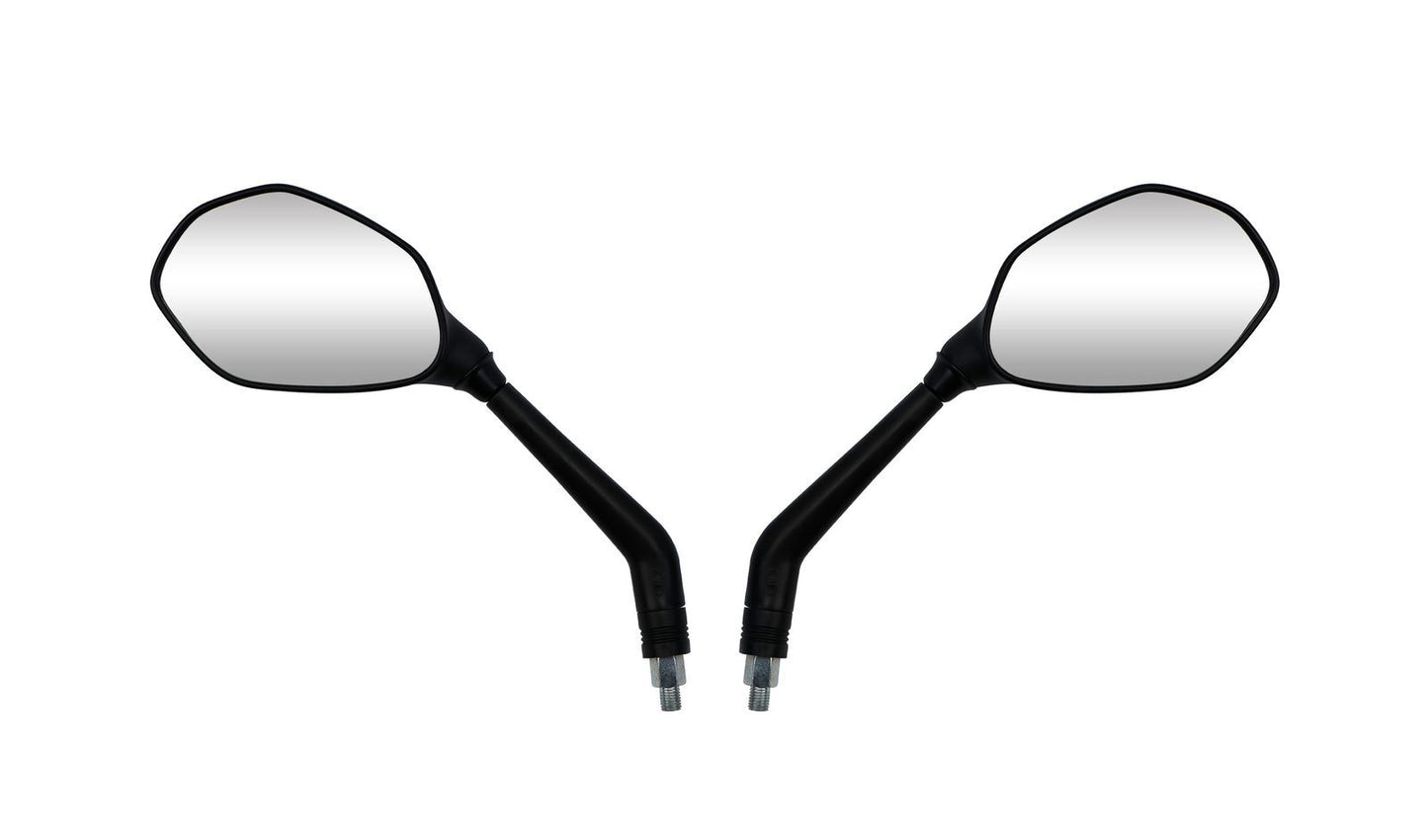 Mirrors Left & Right 10mm Black Ovalish With Black Stem