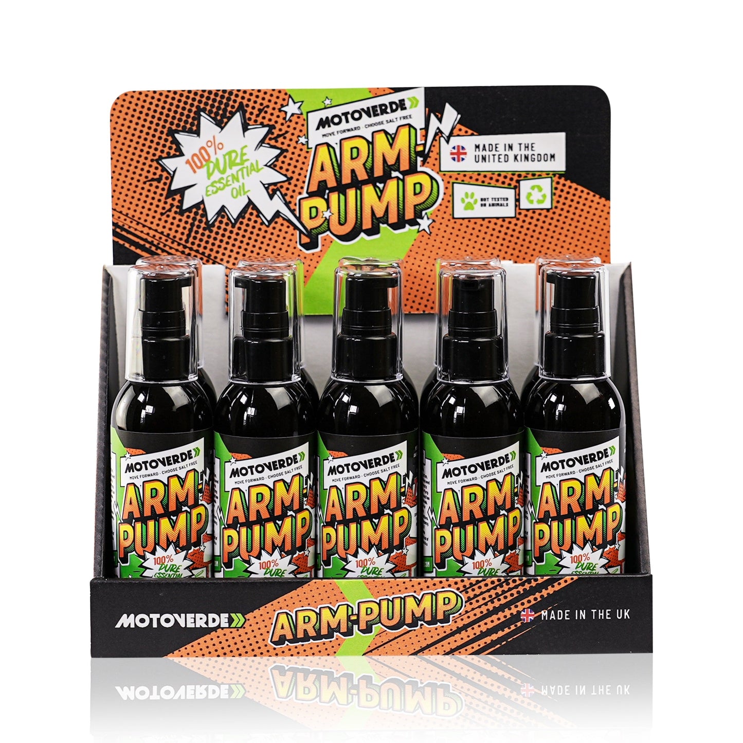 Motoverde Essential Oils Arm-Pump Gel Counter Display Pack (100ml x 10)