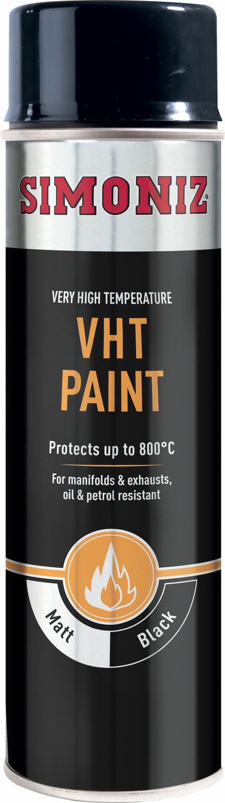 Simoniz VHT Flameproof Black Spray Paint (500ml) Exhausts Oil Petrol Resistant