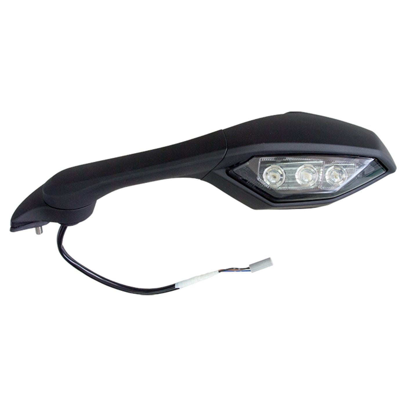 Mirror Left Fairing Black With Indicator Yamaha YZF-R1 15-19, YZF-R1M 20-22, YZF-R6 17-20 (E-Marked) (28mm Centres) OE Refs: 2CR-26280-00, 2CR-26280-10, BN6-26280-00, BN6-26280-10, B3L-26280-00