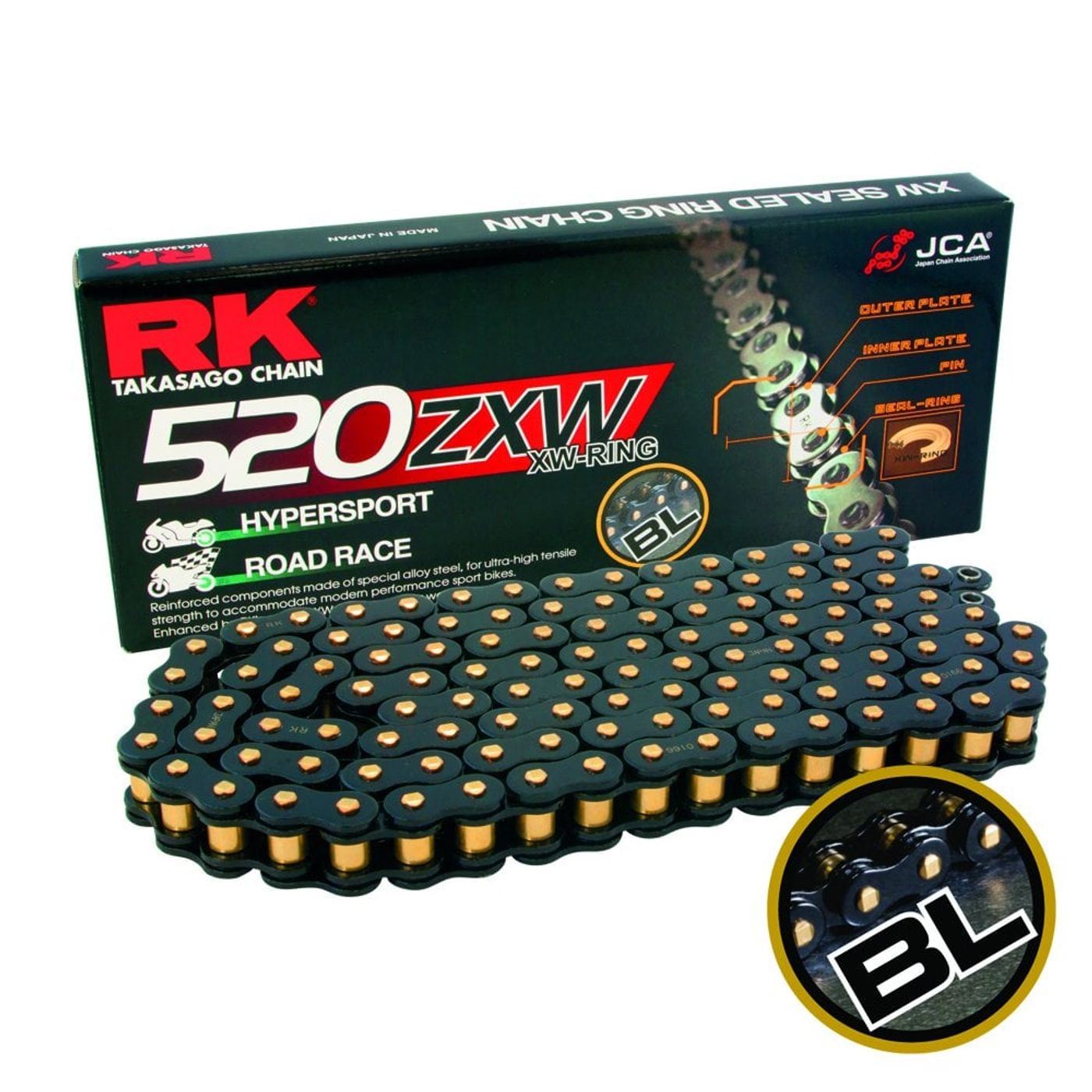 RK Chain Super Heavy Duty XW-Ring Black/Gold ZXW 520-120L (42.0KN)