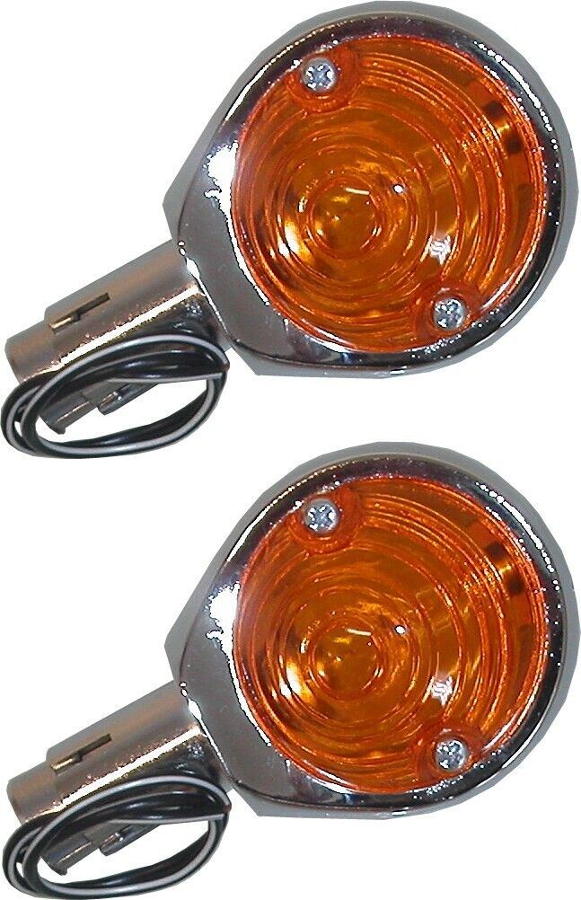 Complete Indicator Mini 1"Bar End Chrome With Amber Lens (Pair)