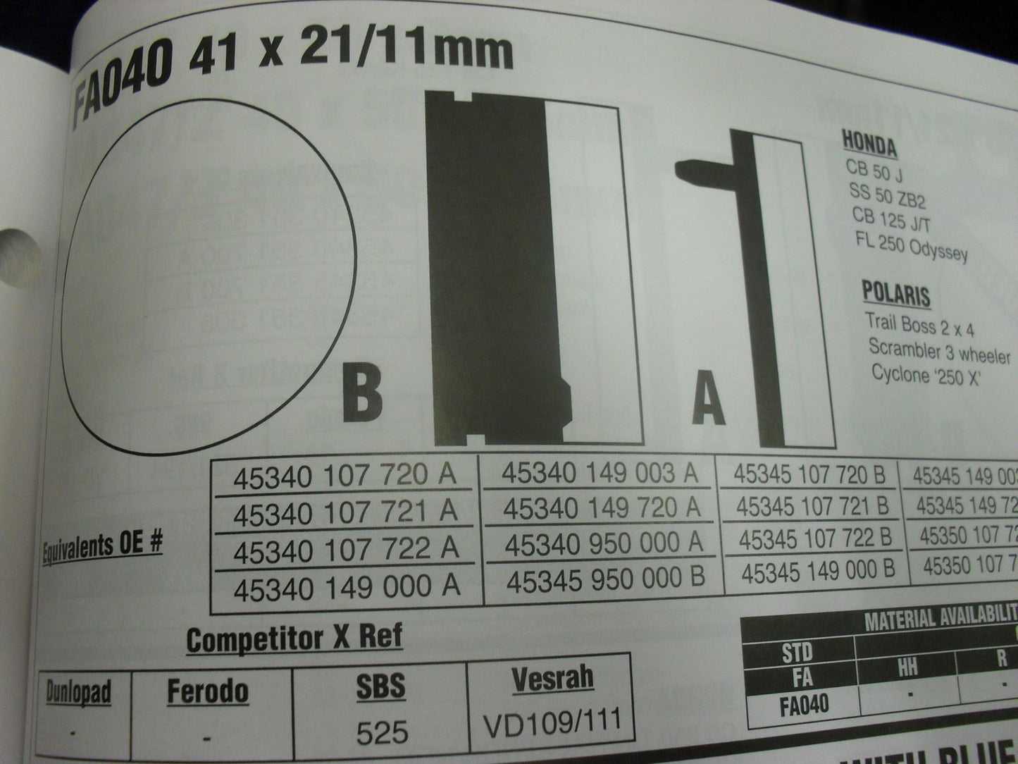 EBC FA 40 Motorcycle Brake Pads Limited Stock!!