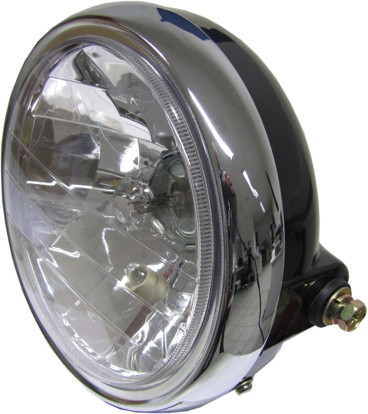 Headlight Round Black Complete Universal 7"Clear