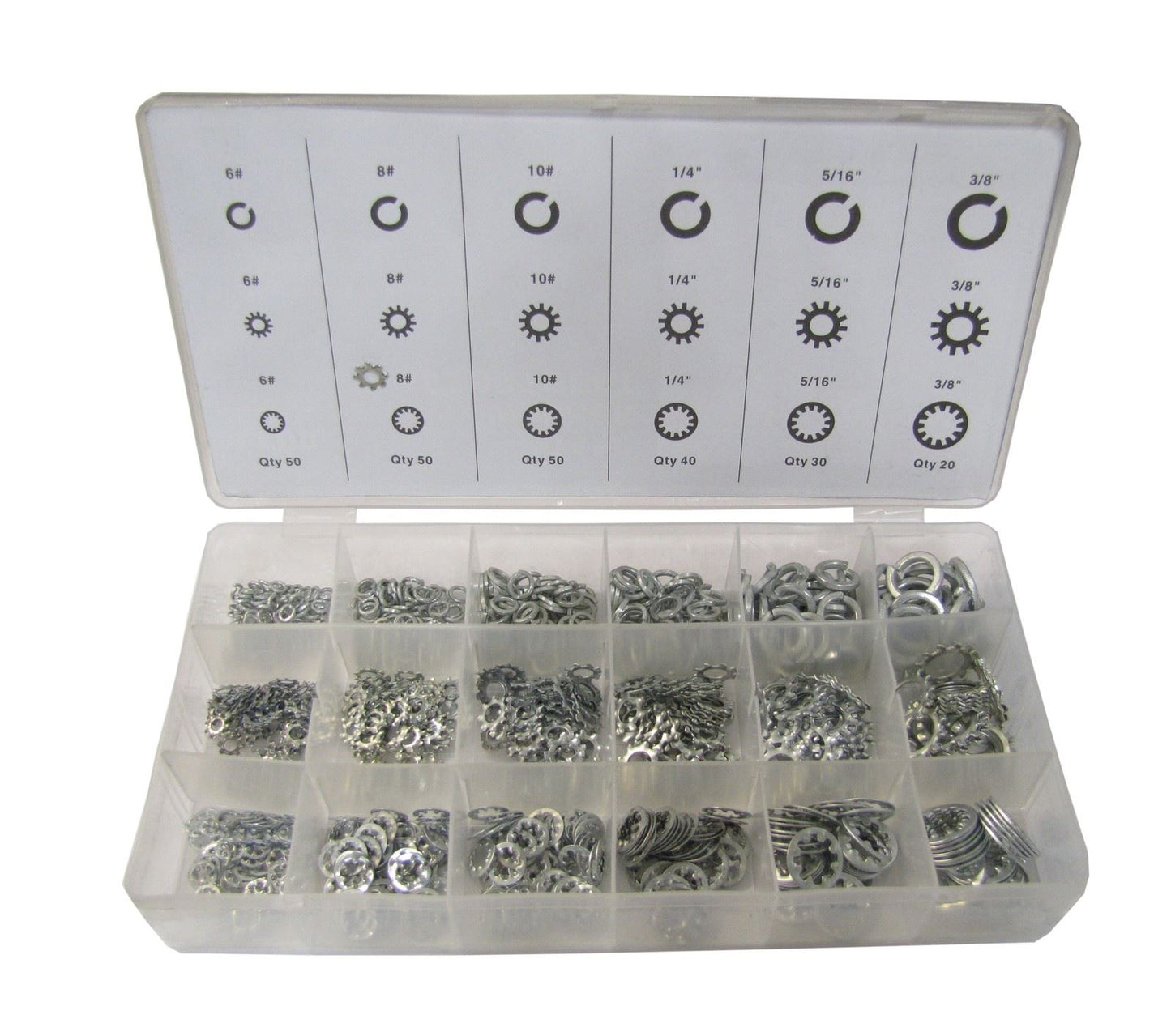 Washers Locking Split, Internal Star, External Star 720pc (Kit)