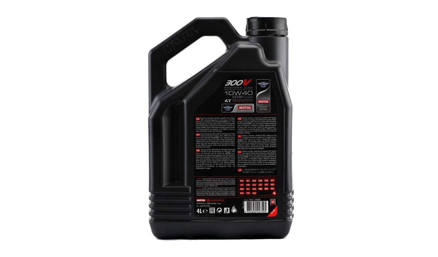 Motul 300V Factory Line 10w40 4T 100% Synthetic (4 Litres)