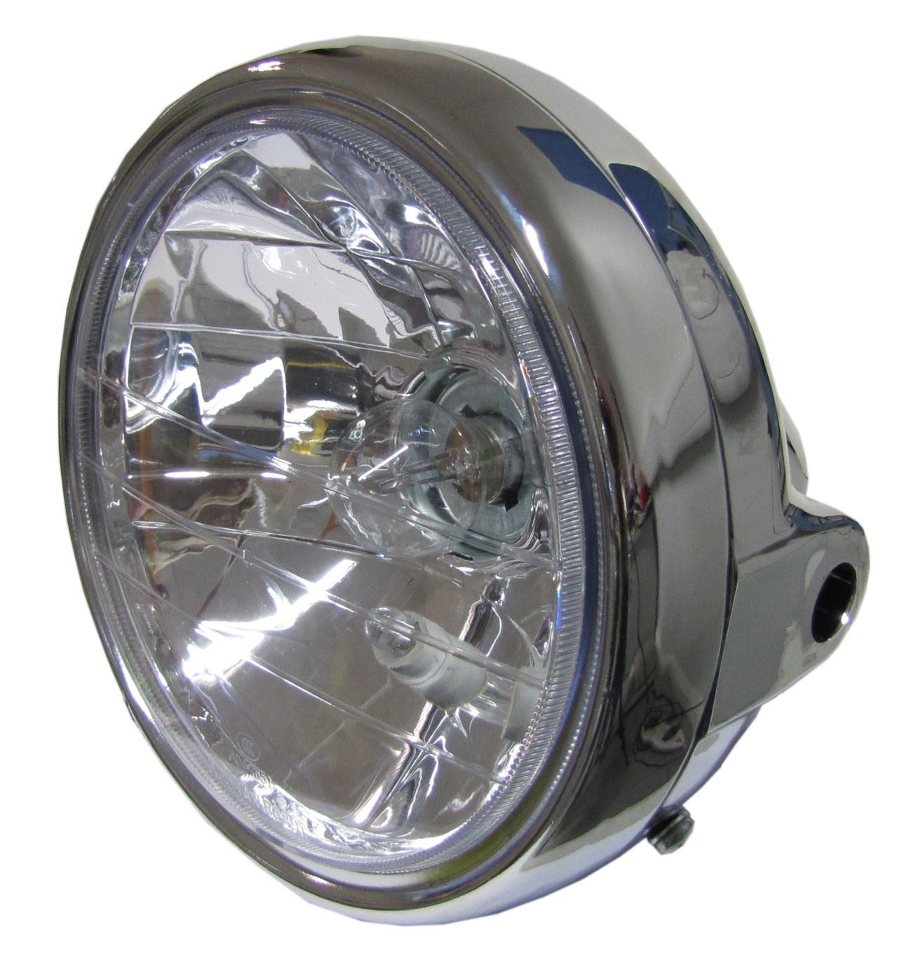 Headlight Round Chrome Complete Universal 7"Clear