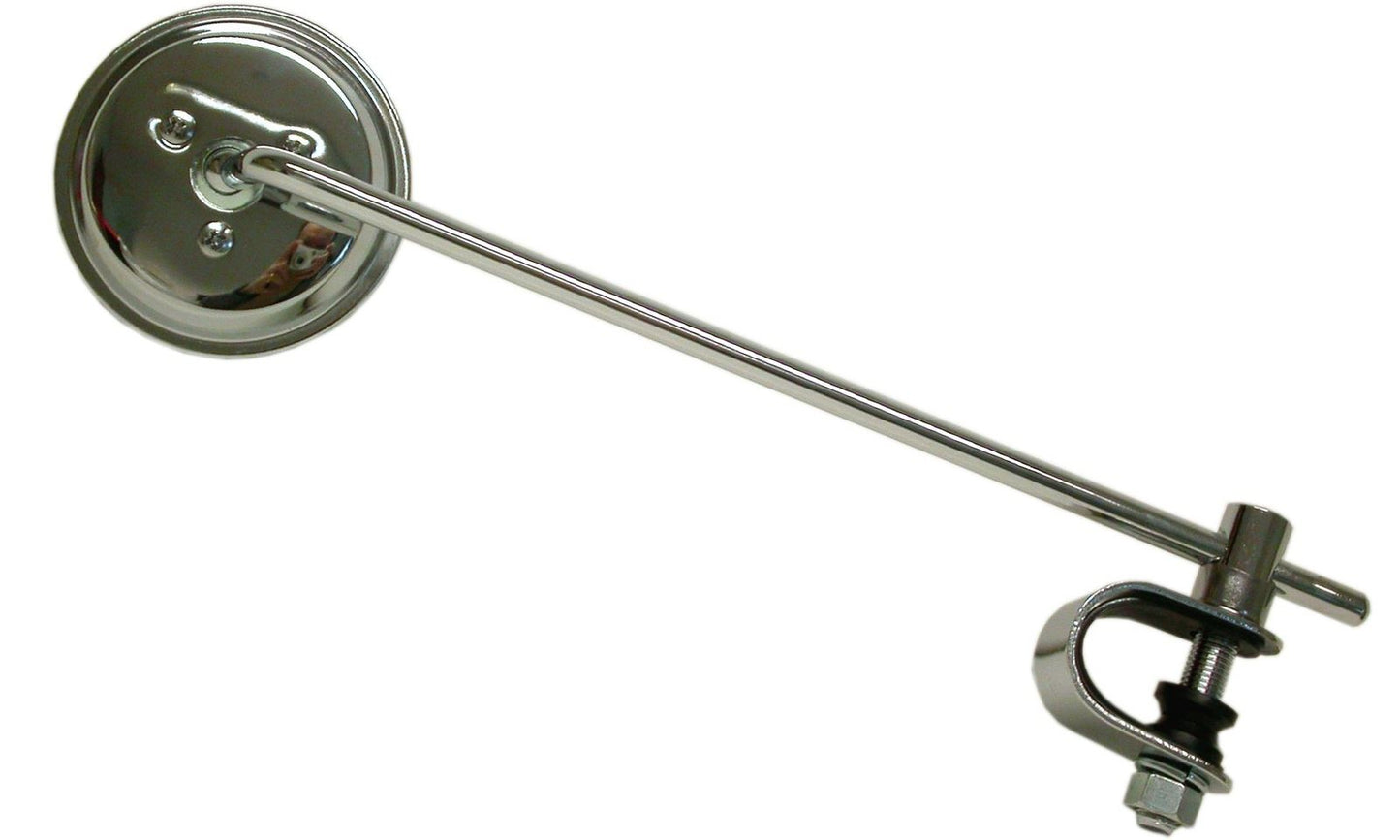 Mirror Clamp-On Left or Right Chrome Round 200mm Long Stem