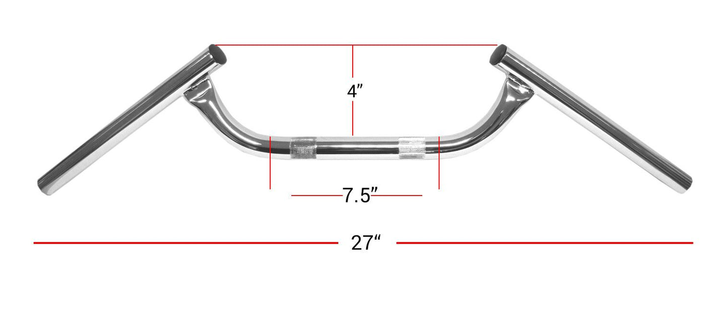 Handlebar 7/8'' Chrome Dropbar 7'' Centre & 27'' Long Cafe Racer