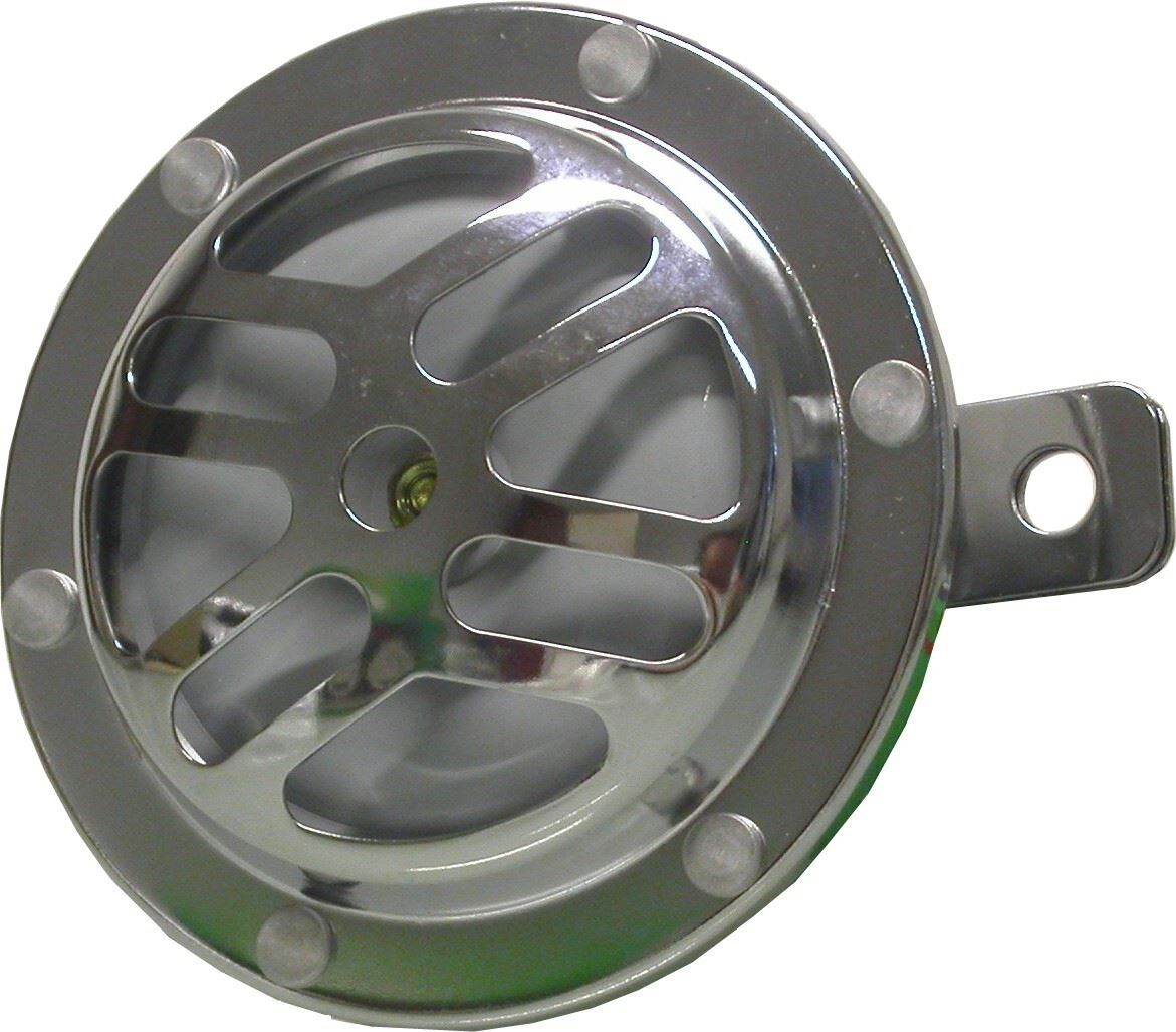 Horn 12 Volt (12V) AC Chrome OD 100mm (116dB)
